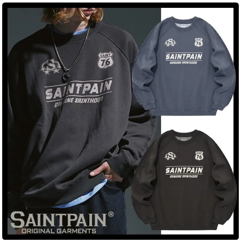 SAINTPAIN  |Unisex Street Style Logo Hoodies & Sweatshirts
