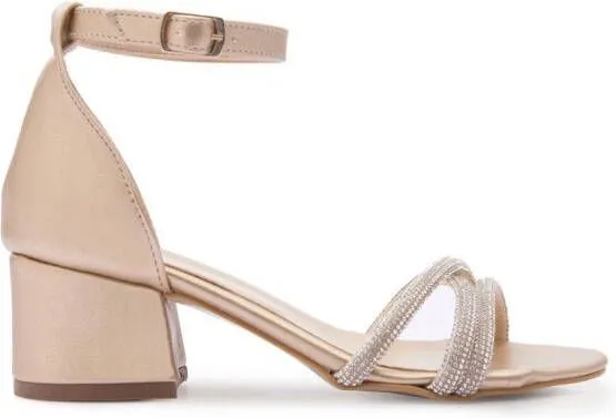 Tulleen rhinestone-embellished triple-strap sandals Gold