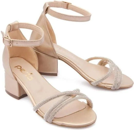 Tulleen rhinestone-embellished triple-strap sandals Gold